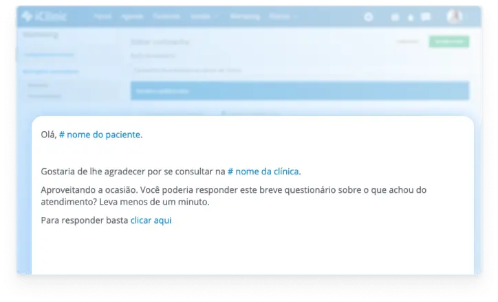 E-mail automático de boas-vindas enviado ao paciente pelo Afya iClinic — dados fictícios para demonstração